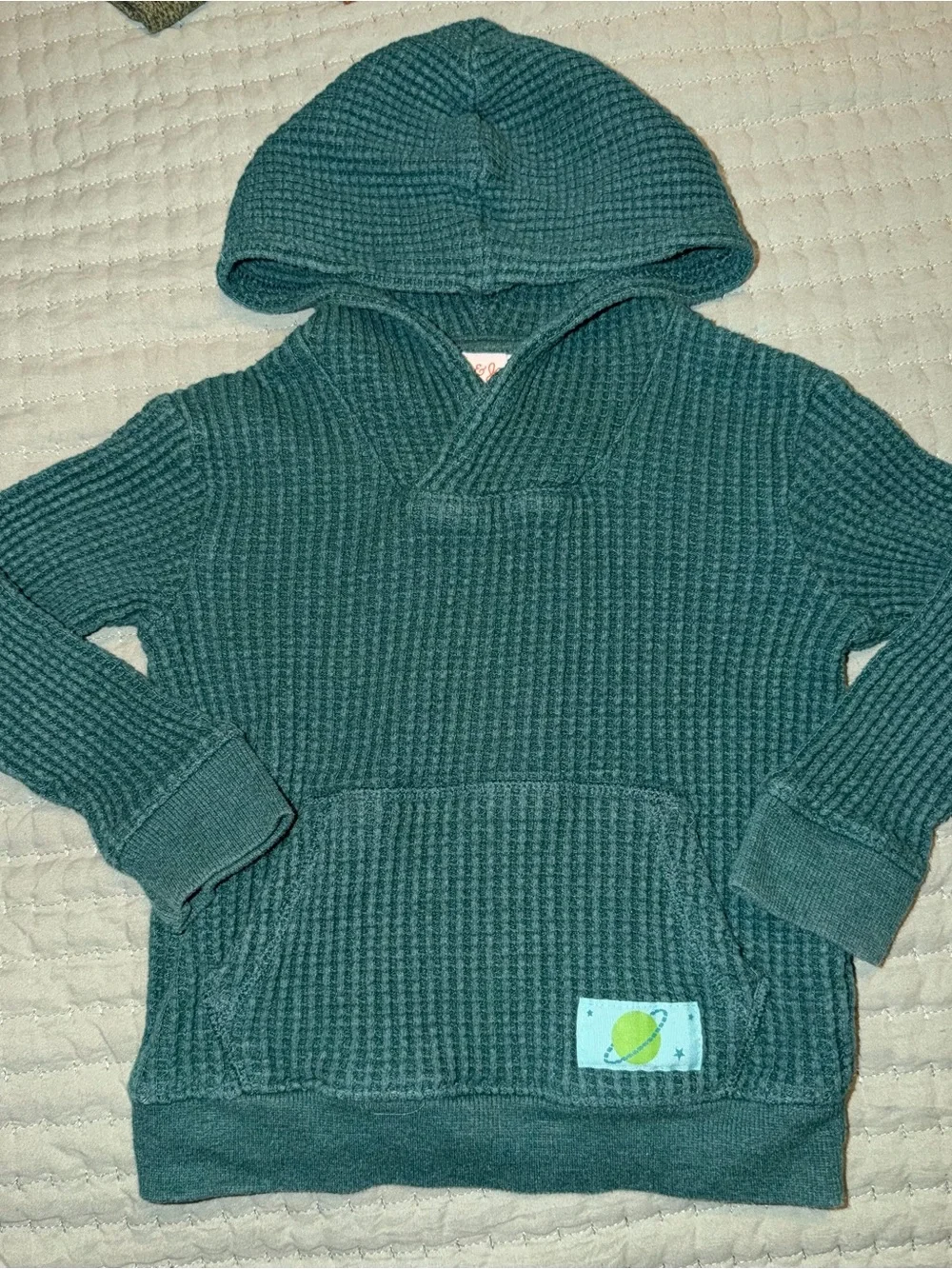Cat & Jack Teal Waffle-Knit Hooded Pullover for Kids